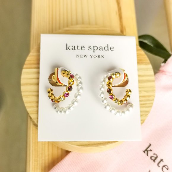 Pearl Caviar Gold Double Huggies Earrings